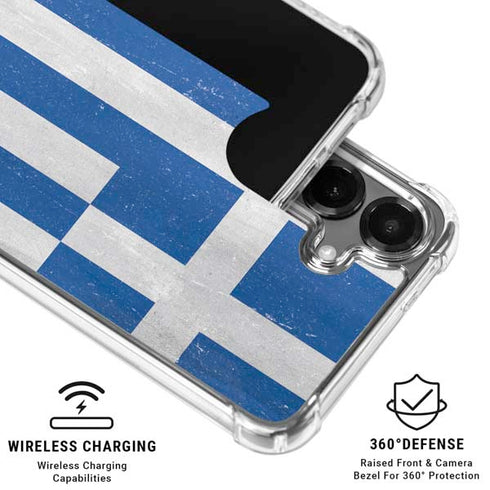 Greece Flag Distressed Galaxy S26 Clear Case