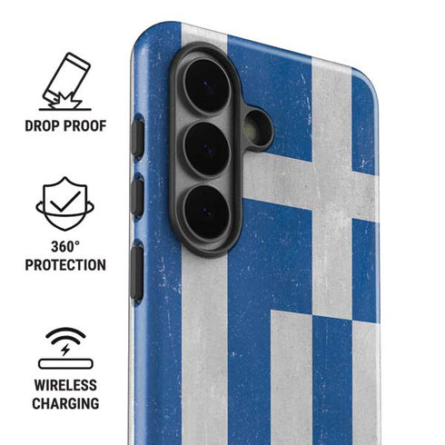 Greece Flag Distressed Galaxy S26 Plus Impact Case