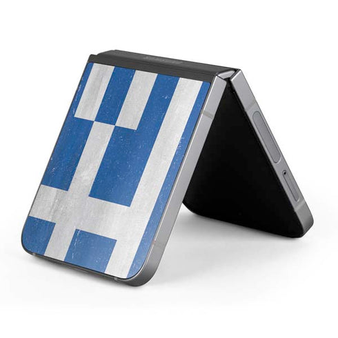 Greece Flag Distressed Galaxy Z Flip6 Skin