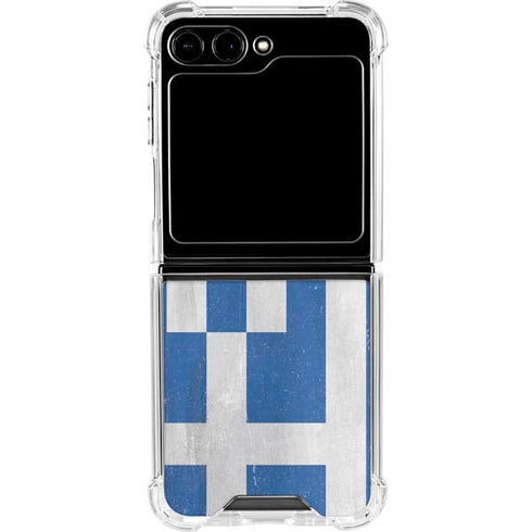 Greece Flag Distressed Galaxy Z Flip6 Clear Case