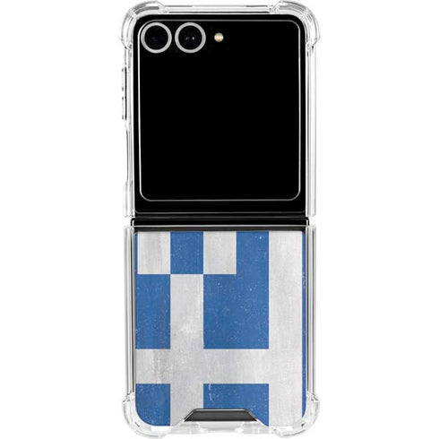 Greece Flag Distressed Galaxy Z Flip7 Clear Case