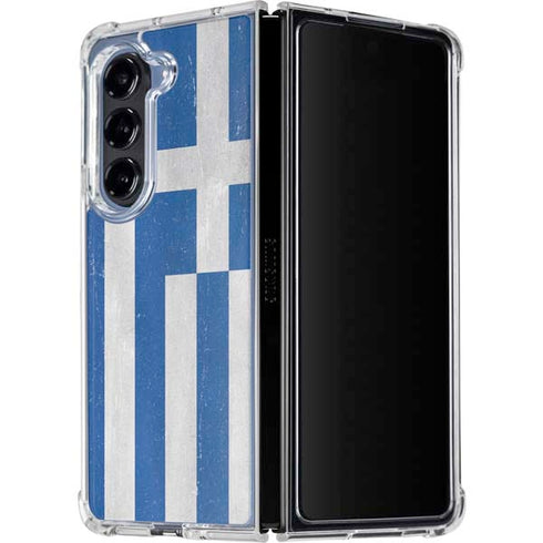Greece Flag Distressed Galaxy Z Fold5 5G Clear Case