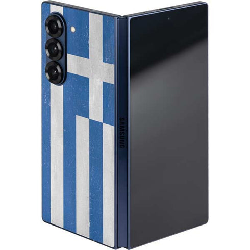 Greece Flag Distressed Galaxy Z Fold6 Skin