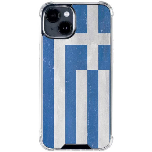 Greece Flag Distressed iPhone 15 Clear Case