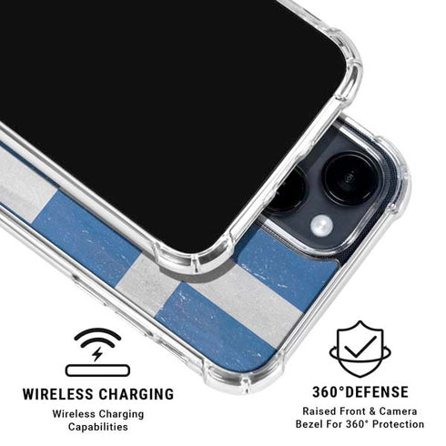 Greece Flag Distressed iPhone 15 Clear Case