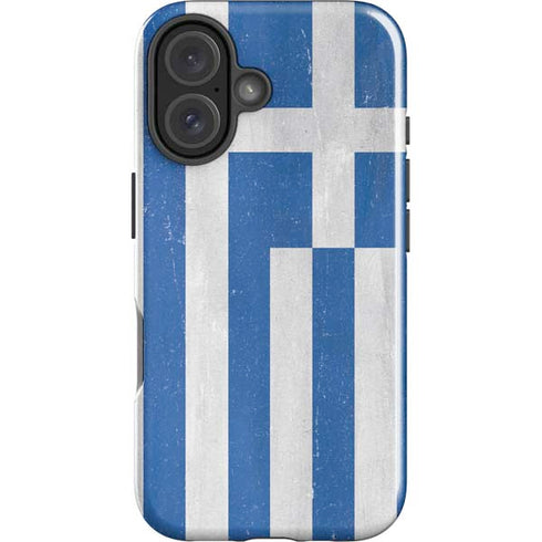 Greece Flag Distressed iPhone 16 Impact Case