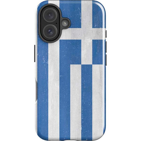 Greece Flag Distressed iPhone 16 Plus Impact Case
