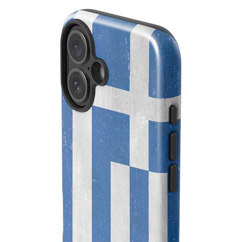 Greece Flag Distressed iPhone 16 Plus Impact Case