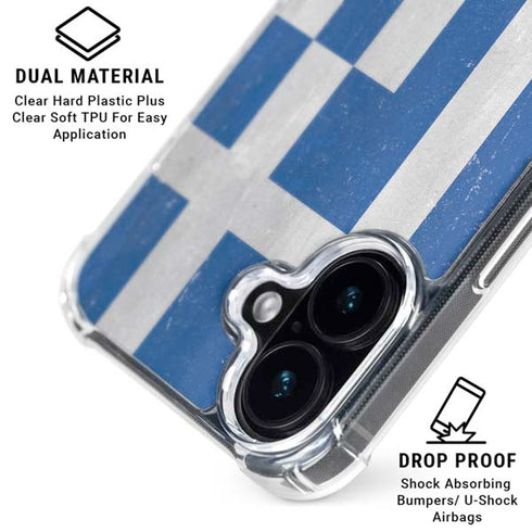 Greece Flag Distressed iPhone 16 Plus MagSafe Case