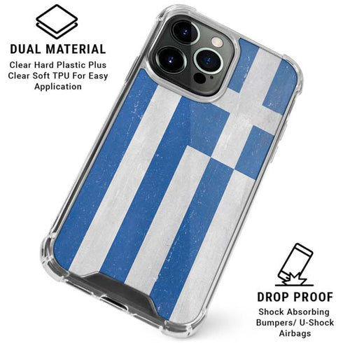 Greece Flag Distressed iPhone 16 Pro Clear Case
