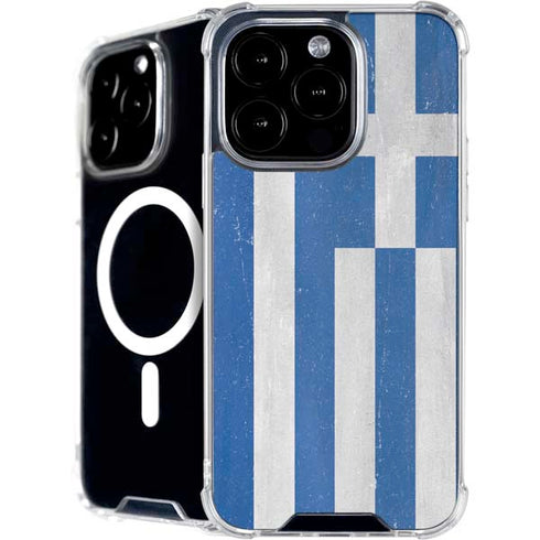 Greece Flag Distressed iPhone 16 Pro MagSafe Case
