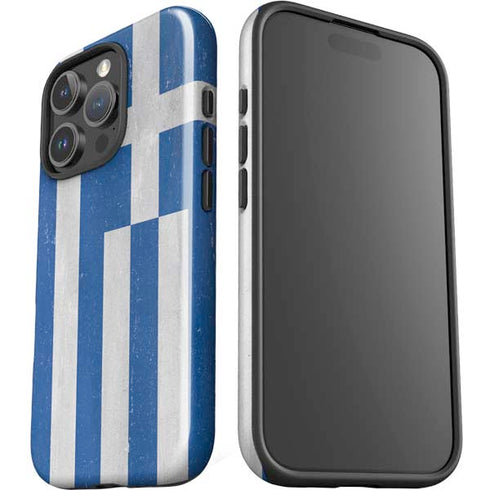 Greece Flag Distressed iPhone 16 Pro Max Impact Case