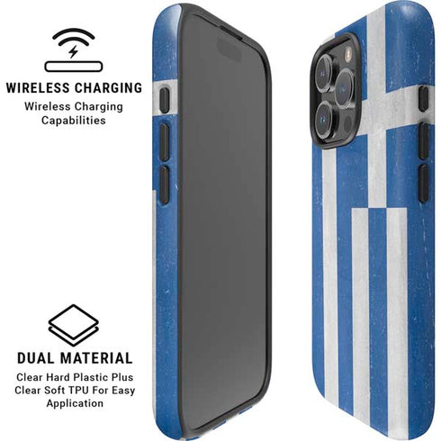 Greece Flag Distressed iPhone 16 Pro Max Magsafe Impact Case
