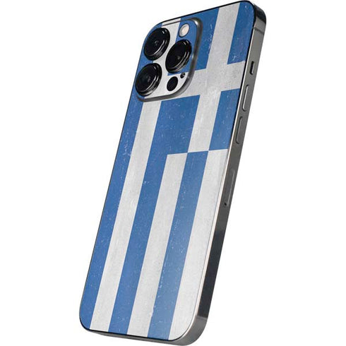 Greece Flag Distressed iPhone 16 Pro Skin