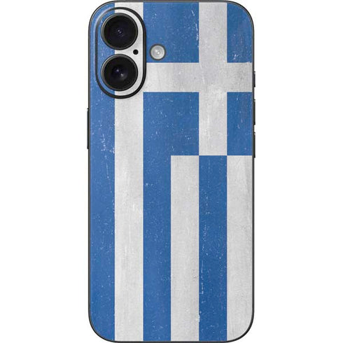 Greece Flag Distressed iPhone 16 Skin