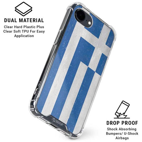Greece Flag Distressed iPhone 16e Clear Case
