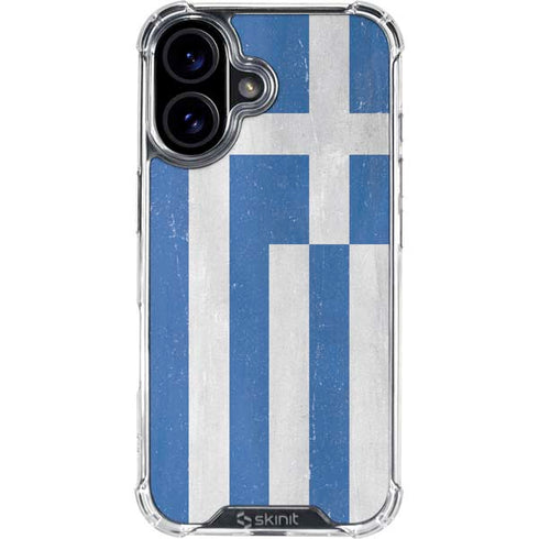 Greece Flag Distressed iPhone 17 Clear Case