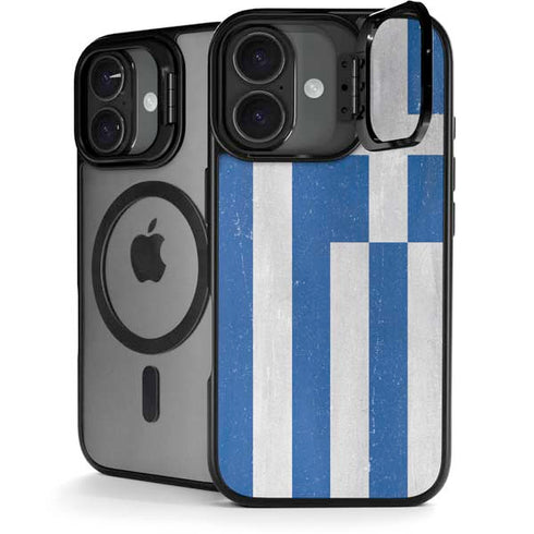 Greece Flag Distressed iPhone 17 Kickstand Case