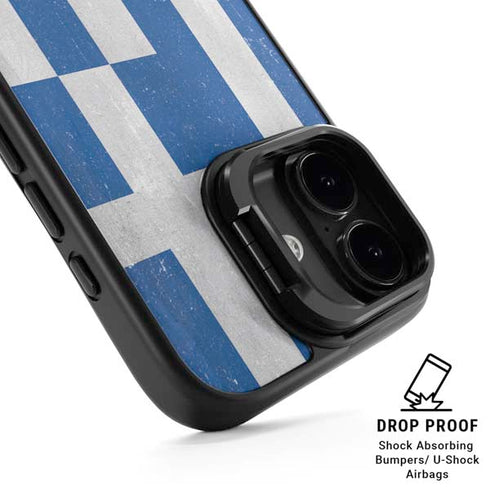 Greece Flag Distressed iPhone 17 Kickstand Case