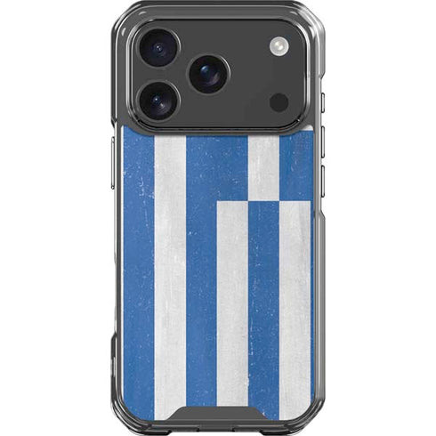 Greece Flag Distressed iPhone 17 Pro Clear Case
