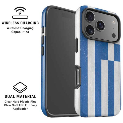 Greece Flag Distressed iPhone 17 Pro Magsafe Impact Case