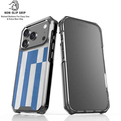 Greece Flag Distressed iPhone 17 Pro Max Clear Case
