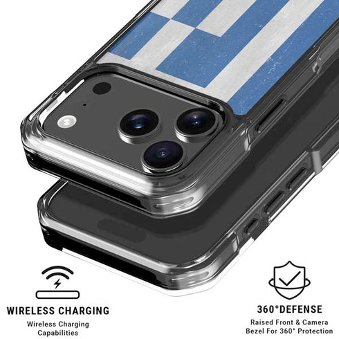Greece Flag Distressed iPhone 18 Pro Clear Case