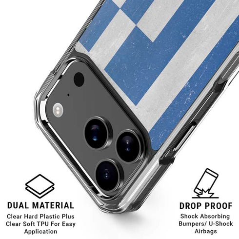 Greece Flag Distressed iPhone 18 Pro Clear Case