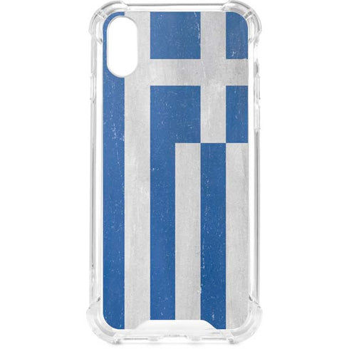 Greece Flag Distressed iPhone XS Clear Case