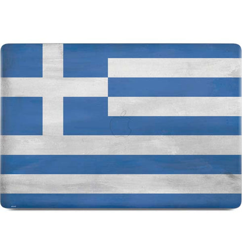 Greece Flag Distressed MacBook Skins