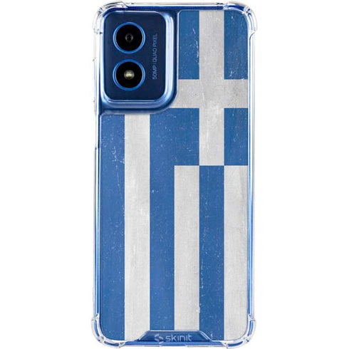 Greece Flag Distressed Moto G 5G (2024) Clear Case