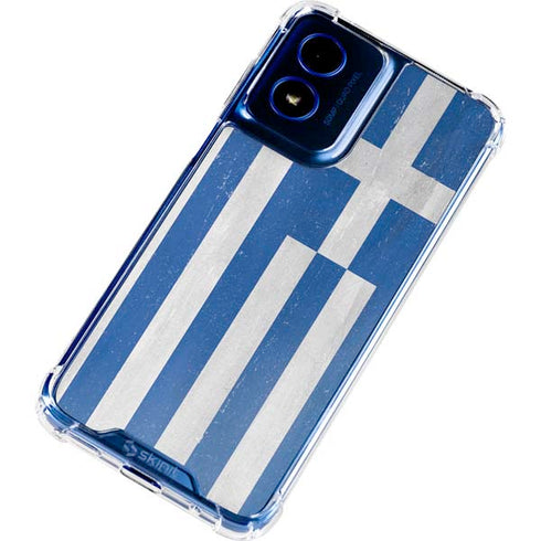 Greece Flag Distressed Moto G 5G (2024) Clear Case