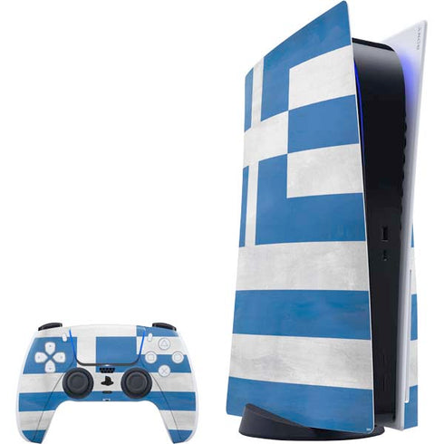 Greece Flag Distressed PlayStation PS5 Skins