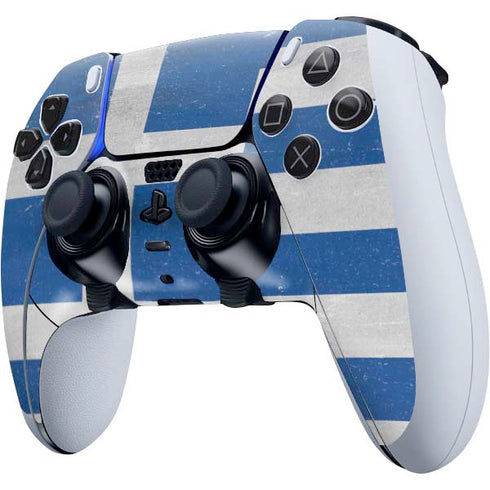 Greece Flag Distressed PS5 DualSense Edge Pro Controller Skin