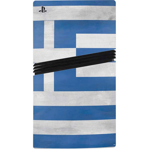 Greece Flag Distressed PS5 Pro Disk Bundle Skin