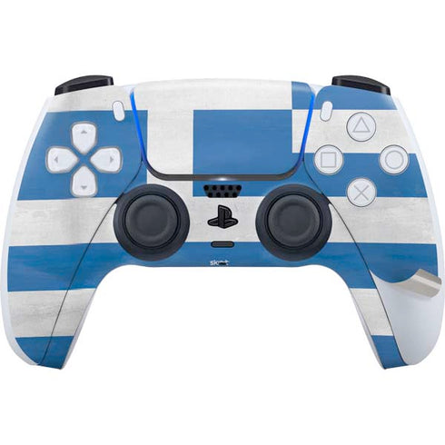 Greece Flag Distressed PS5 Pro Disk Bundle Skin