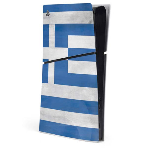 Greece Flag Distressed PS5 Slim Digital Edition Console Skin