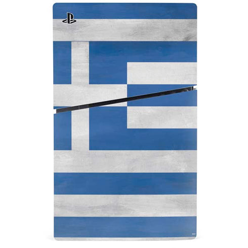 Greece Flag Distressed PS5 Slim Digital Edition Console Skin