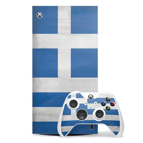 Greece Flag Distressed Xbox Series X Skins