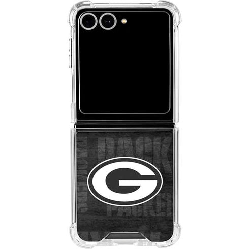 NFL Green Bay Packers Black & White Galaxy Z Flip7 Clear Case