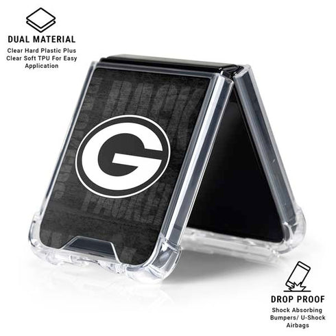 NFL Green Bay Packers Black & White Galaxy Z Flip7 Clear Case