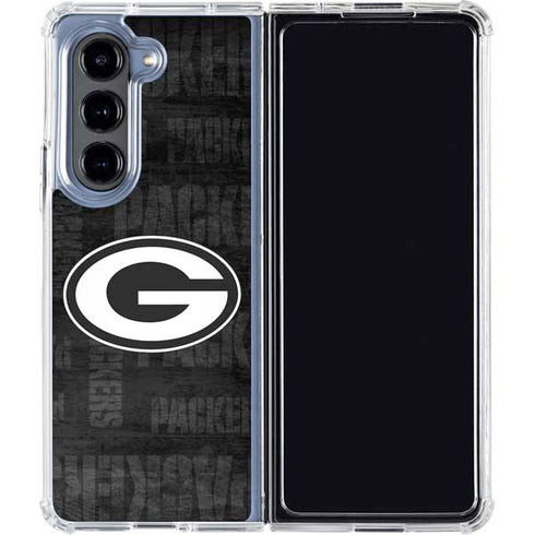 NFL Green Bay Packers Black & White Galaxy Z Fold5 5G Clear Case