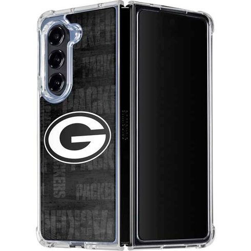 NFL Green Bay Packers Black & White Galaxy Z Fold5 5G Clear Case