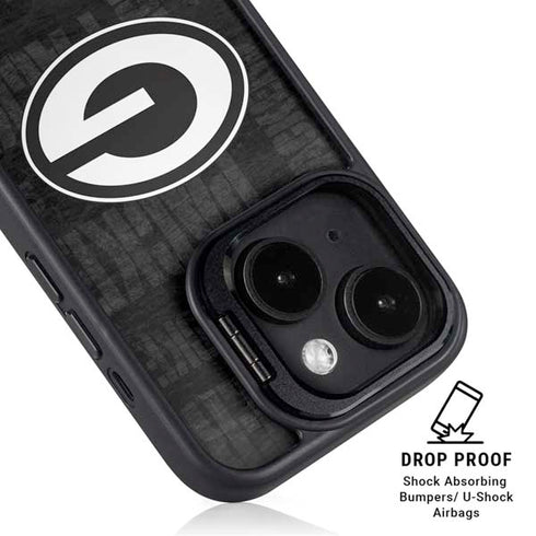 NFL Green Bay Packers Black & White iPhone 15 Kickstand Case