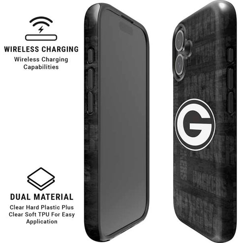 NFL Green Bay Packers Black & White iPhone 16 Magsafe Impact Case
