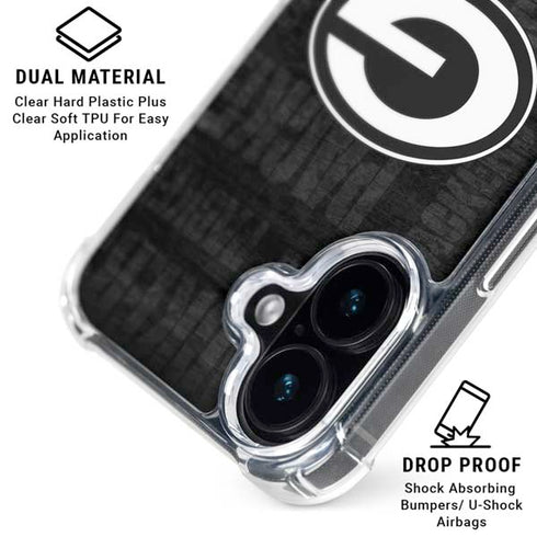 NFL Green Bay Packers Black & White iPhone 16 Plus Clear Case