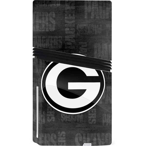 NFL Green Bay Packers Black & White PS5 Pro Disk Console Skin