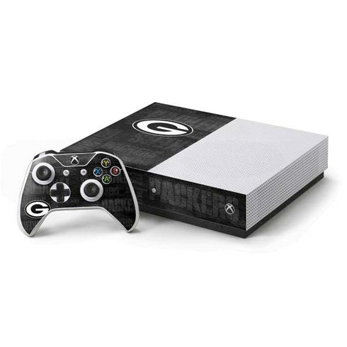 NFL Green Bay Packers Black & White Xbox One S Console and Controller Bundle Skin
