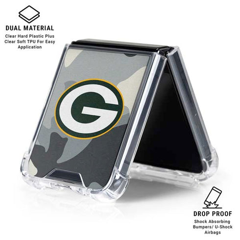 NFL Green Bay Packers Camo Galaxy Z Flip6 Clear Case