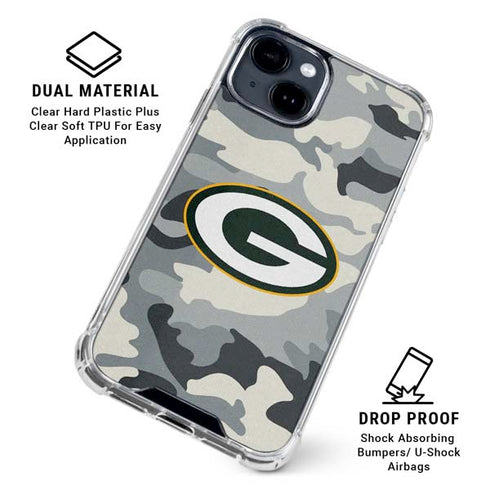 NFL Green Bay Packers Camo iPhone 15 Clear Case